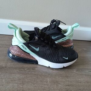 Women's Nike Air Max 270 Sneakers Customized With Swarovski Crystals Size 7.5
